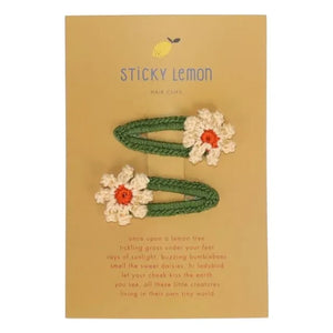 Sticky Lemon - Set of 2 Daisy Hair Clips | Yellow