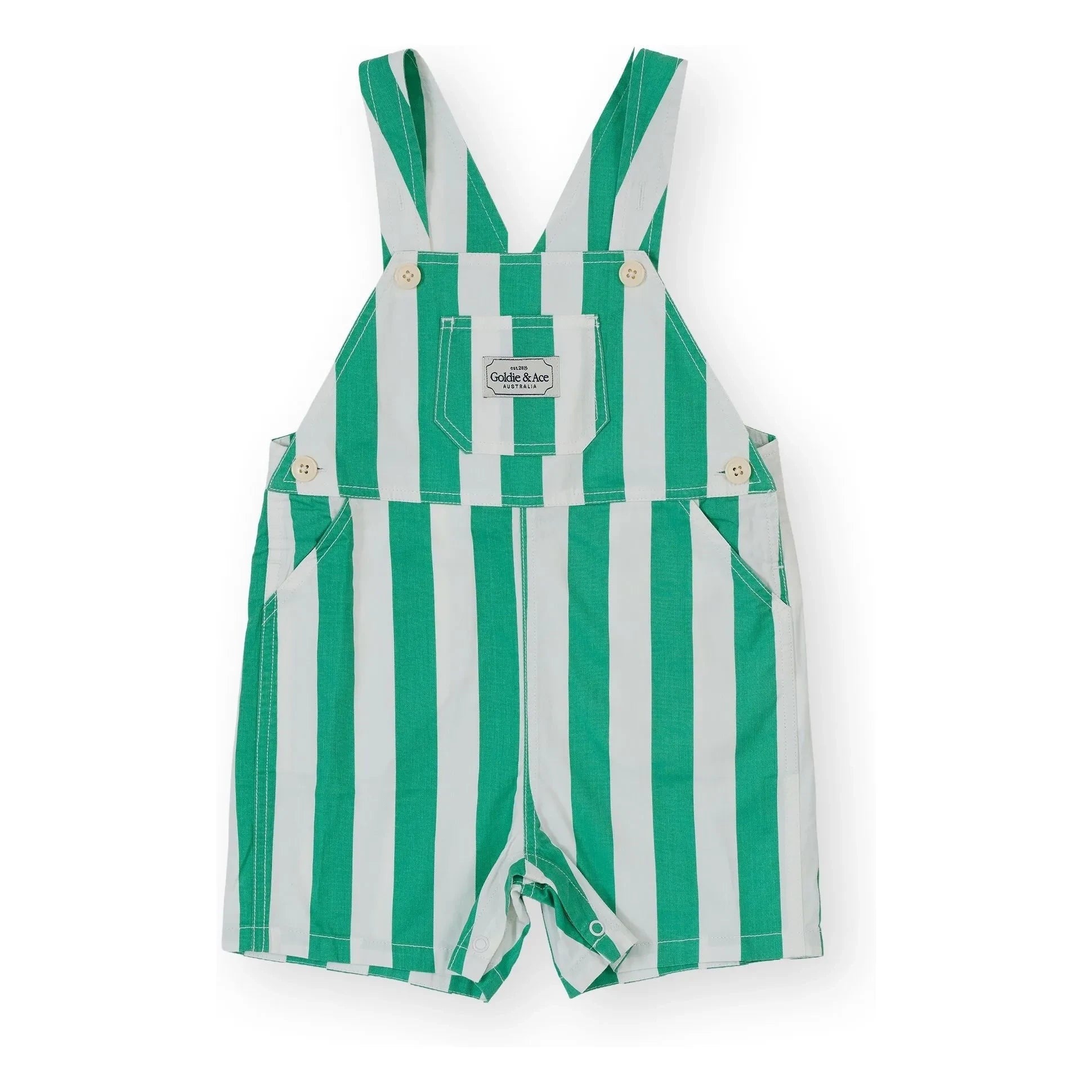 Goldie + Ace - Striped Short Salopet | Green