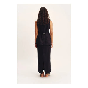 Posse - Emma Linen Sleeveless Jacket | Black