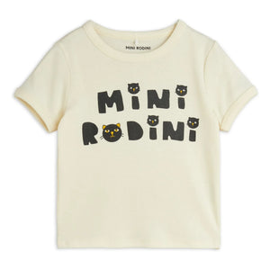 Mini Rodini - Organic Cotton Cat T-Shirt | Ecru