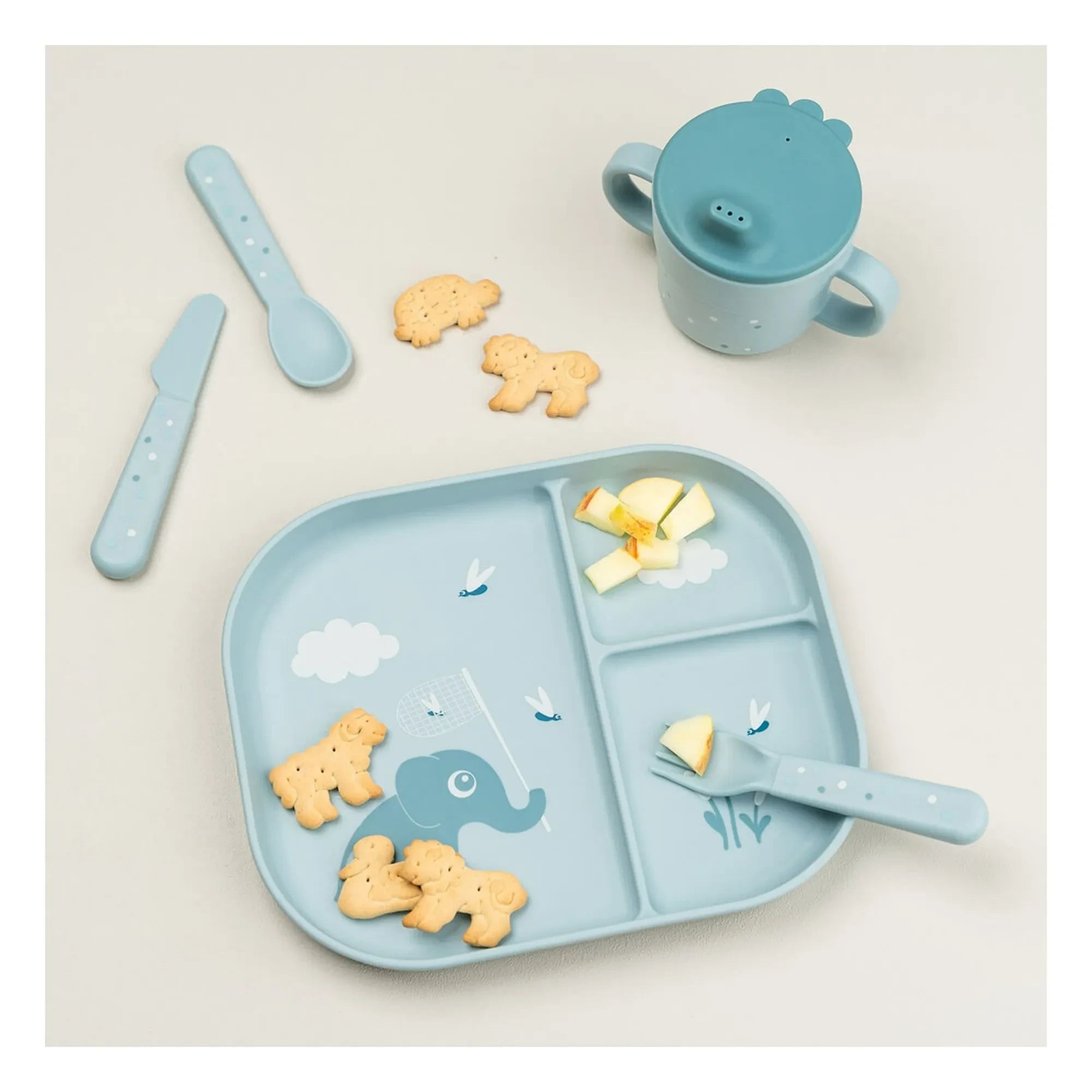 Done by Deer - Elphee Compartment Plate | Light Blue