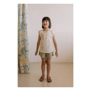 Studio Bohème - Georgette Waffle Shorts Organic Cotton Gauze | Open khaki
