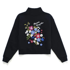Maison Mangostan - Çiçek Desenli Boğazlı Sweatshirt | Siyah