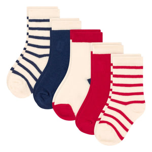 Petit Bateau - 5 Pairs of Striped Socks | Red