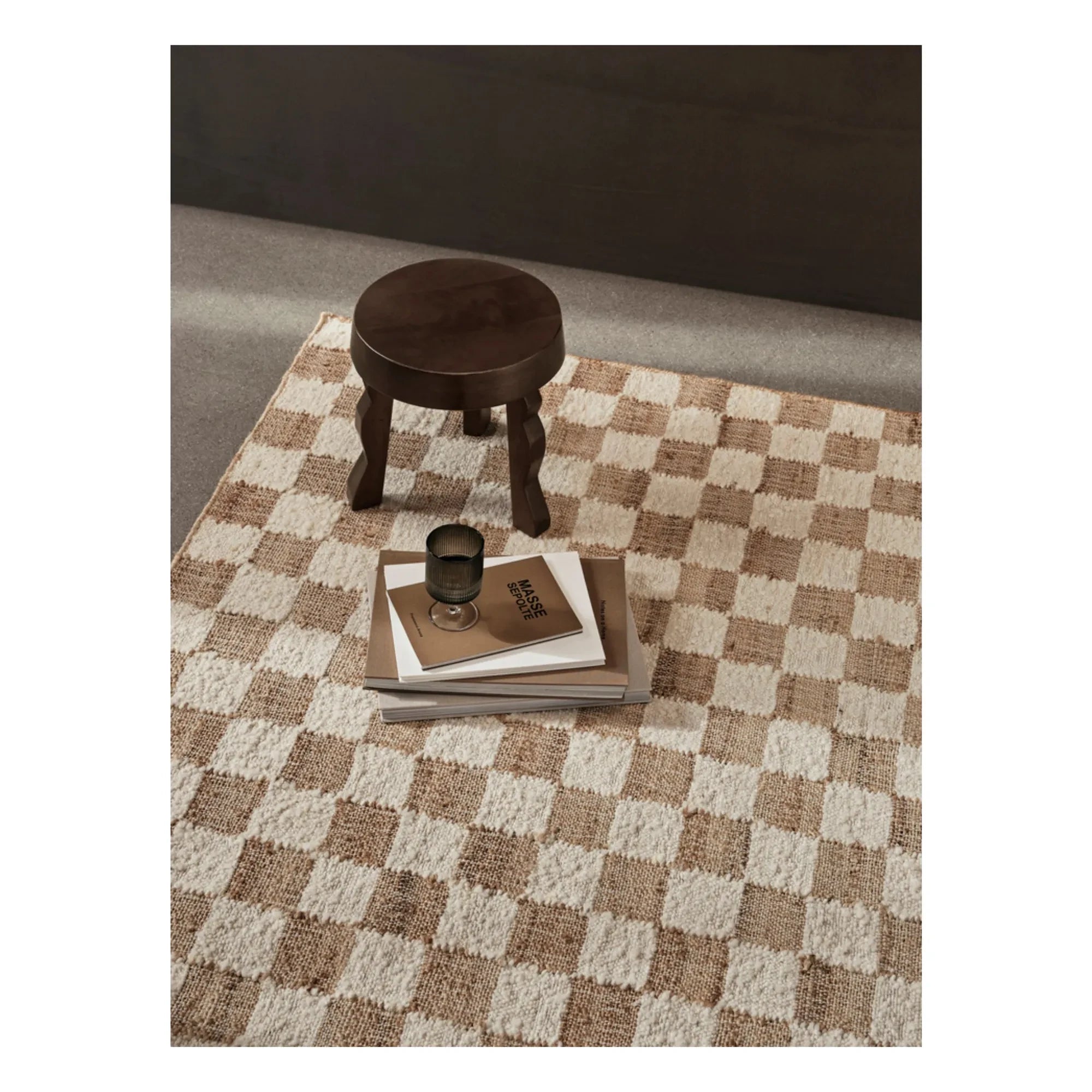 Ferm Living - Checkered Wool and Jute Rugs | Cream