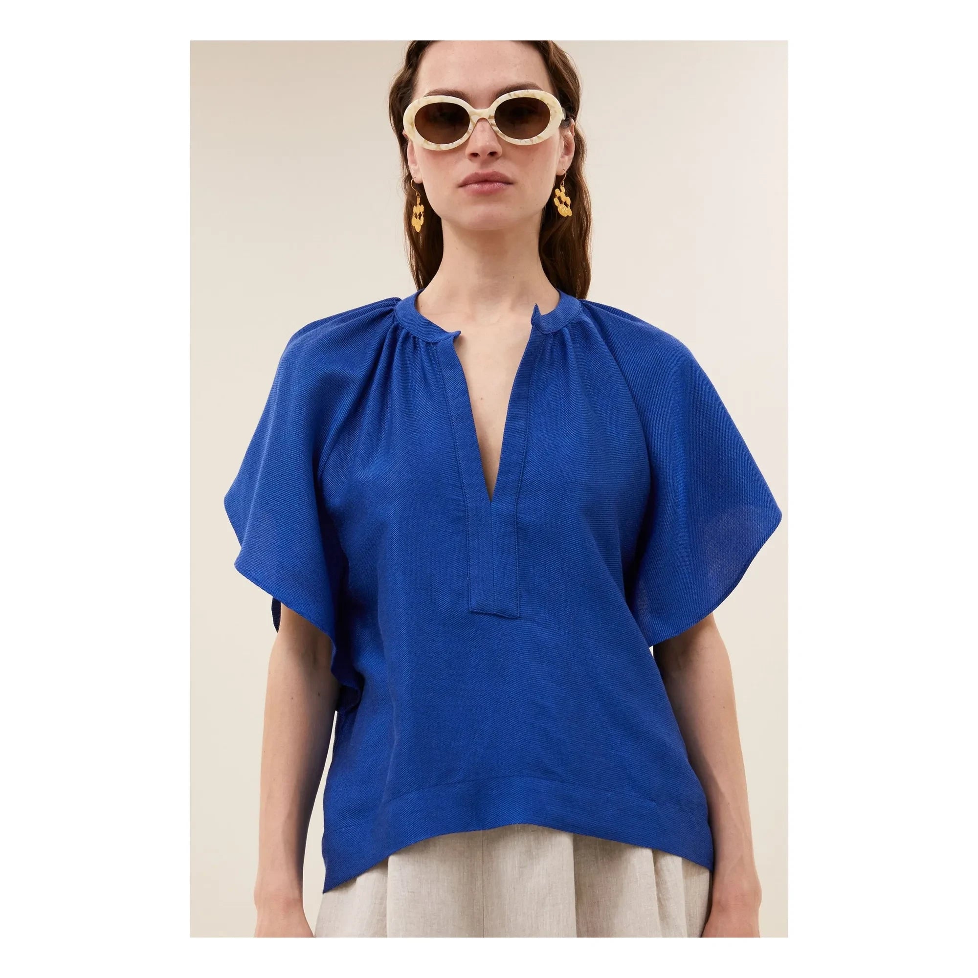 By Bar - Vina Shiny blouse | Royal blue