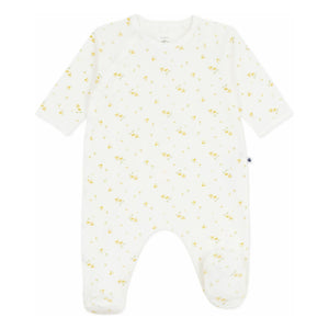 Petit Bateau - Çıtçıtlı Çiçek Desenli Organik Pamuklu Pijama | Beyaz