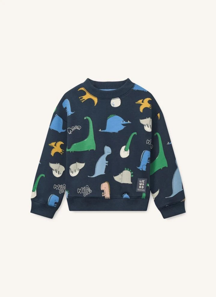 Liewood - Ridley Dinosaurs Organic Cotton Sweatshirt | Navy