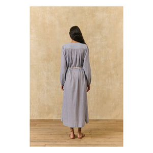 Louise Misha - Flavie Striped Organic Cotton Dress | Blue