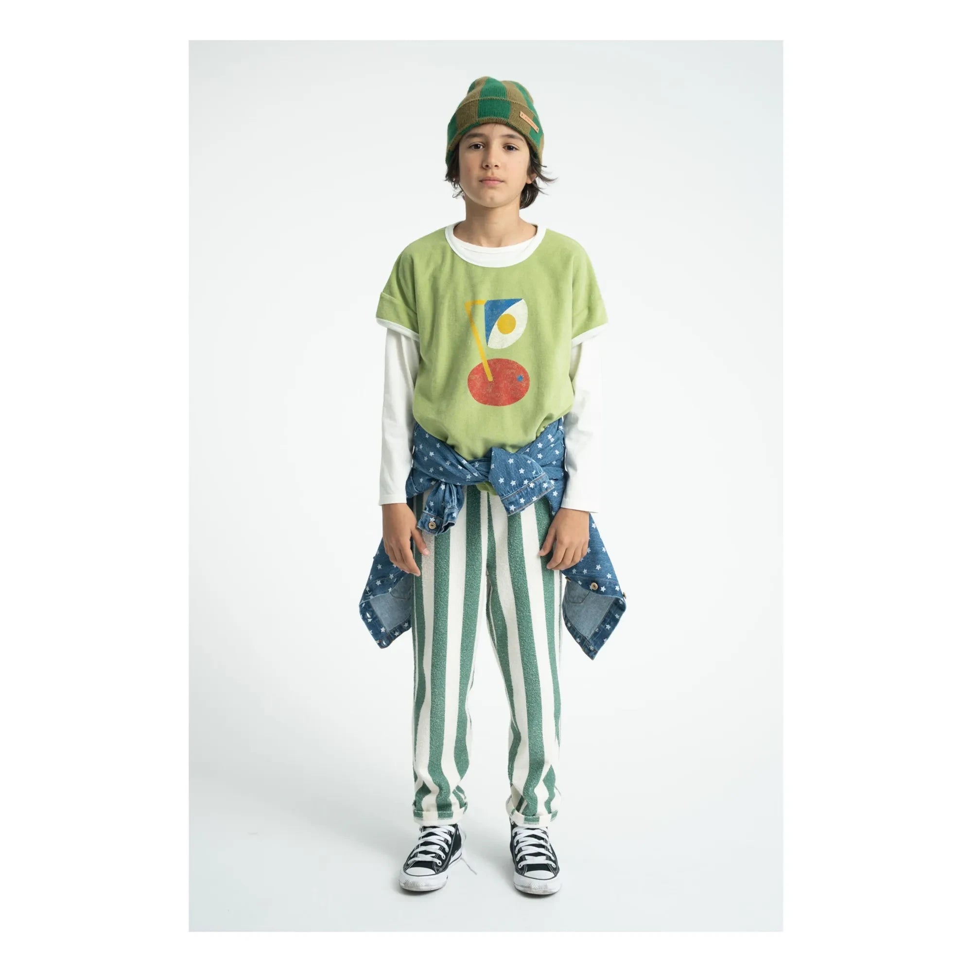 Piupiuchick - Organic Cotton Terry Striped Trousers | Ecru