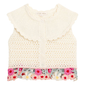 Louise Misha - Elea Maille Embroidered Top | Cream