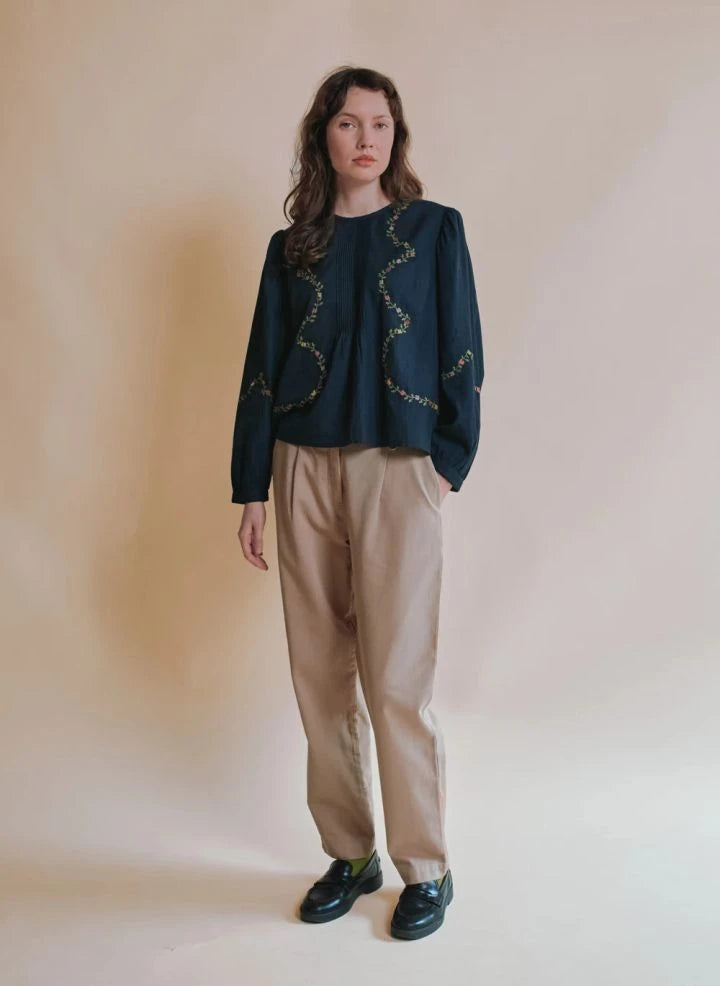 Emile et Ida - Estelle Point de Croix blouse | Carbon