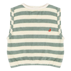 Jenest - Striped Organic Cotton Sleeveless T-Shirt | Khaki