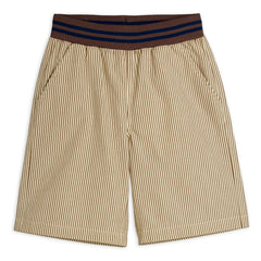 Mini Rodini - Organic Cotton Poplin Striped Shorts | Brown