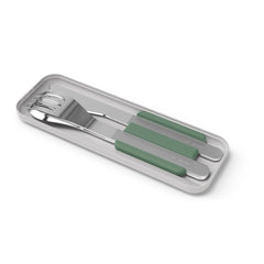 Monbento - MB Slim Box Stainless Steel Pocket Fork and Knife Set | Green
