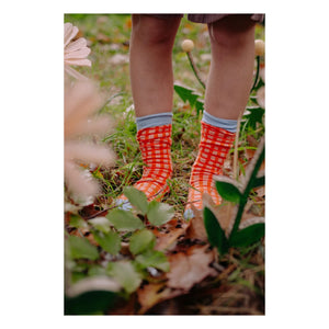 Sticky Lemon - Lemon Checkered Socks | Peach