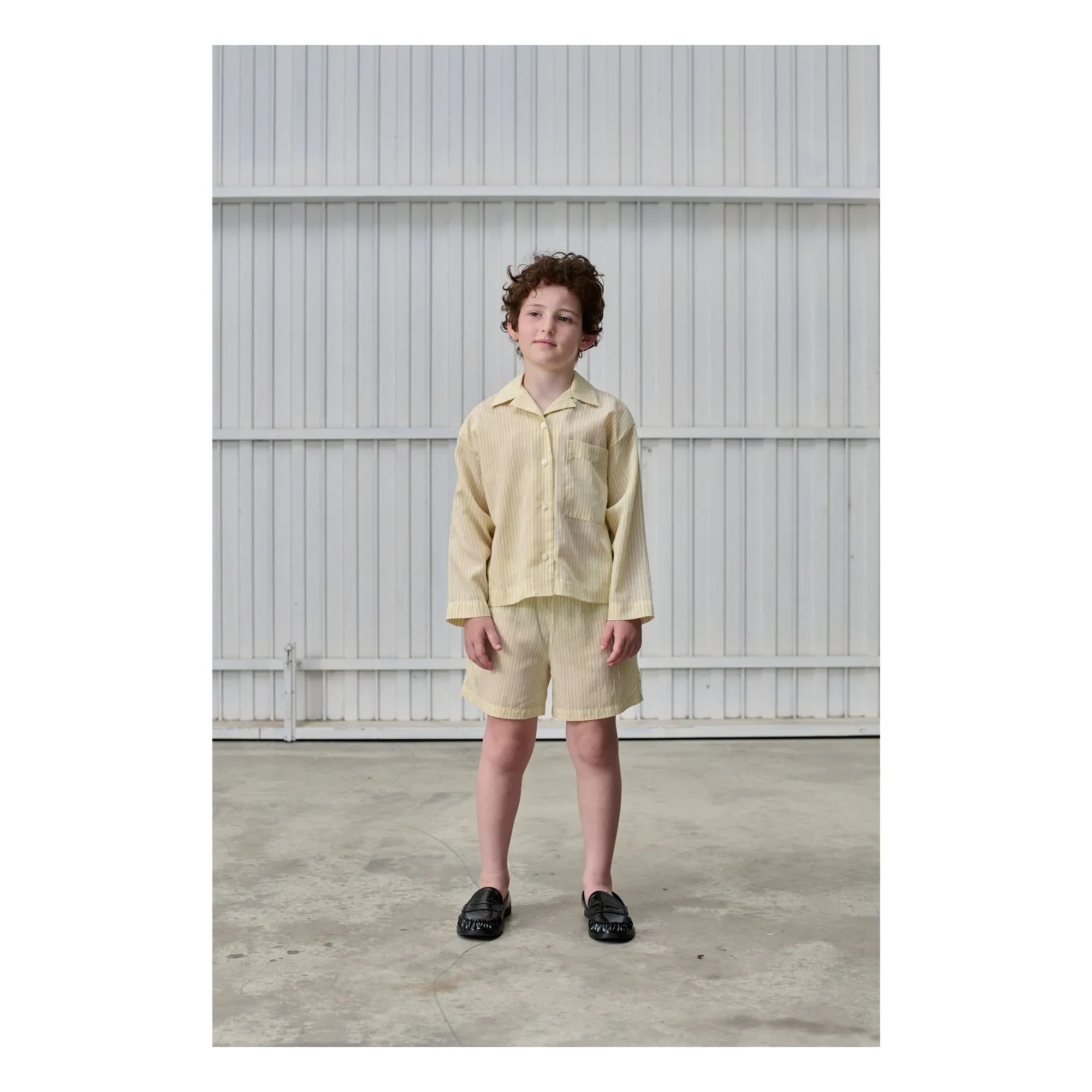 Tangerine - Striped Wide Waist Shorts | Pale yellow