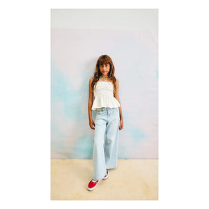 Fabula - Ruffled Top with Pockets | White