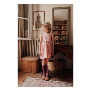 Emile et Ida - Organic Cotton Checkered Bib Dress | Pink
