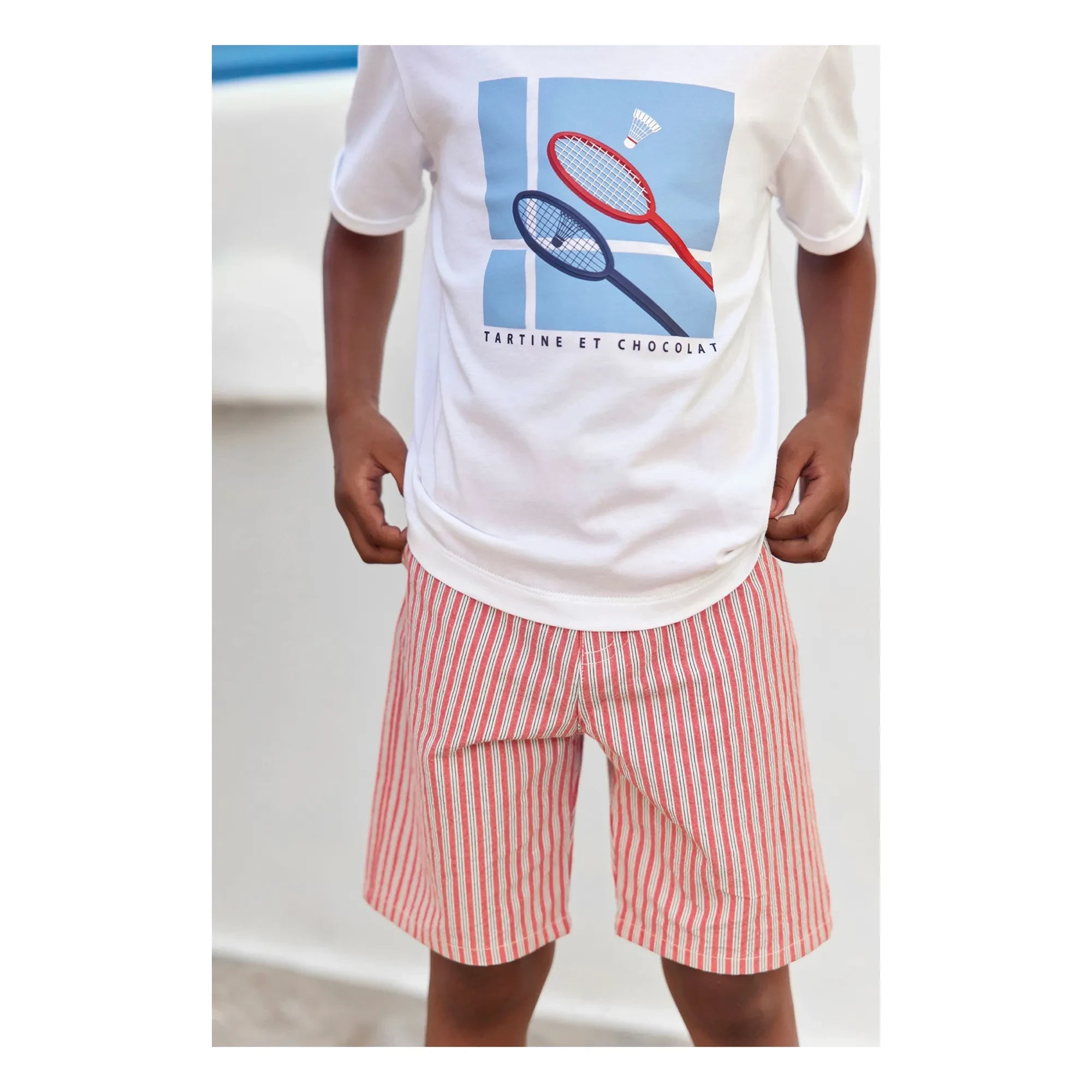 Tartine et Chocolat - Striped Bermuda Shorts | Red