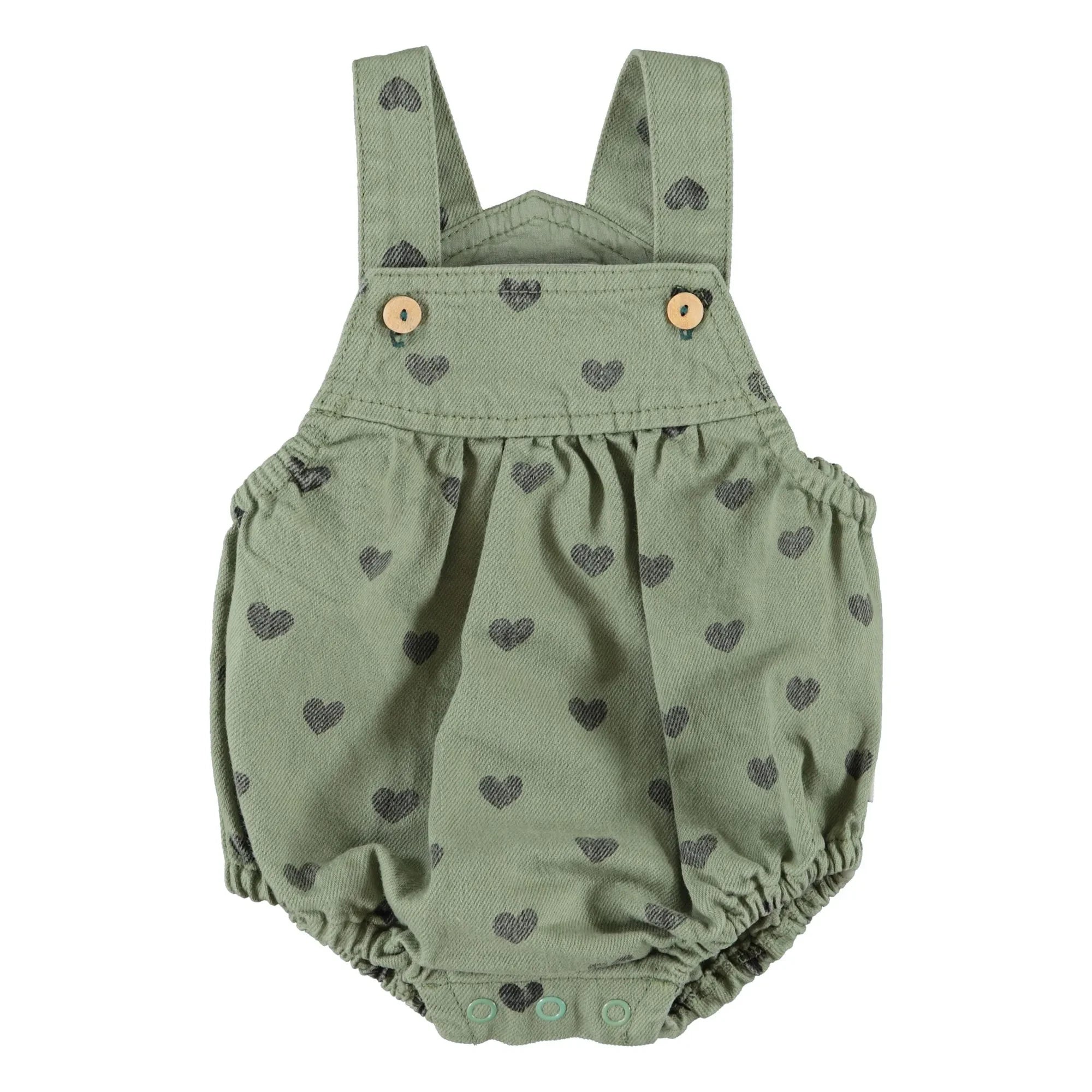 Piupiuchick - Organic Cotton Heart Romper | Green