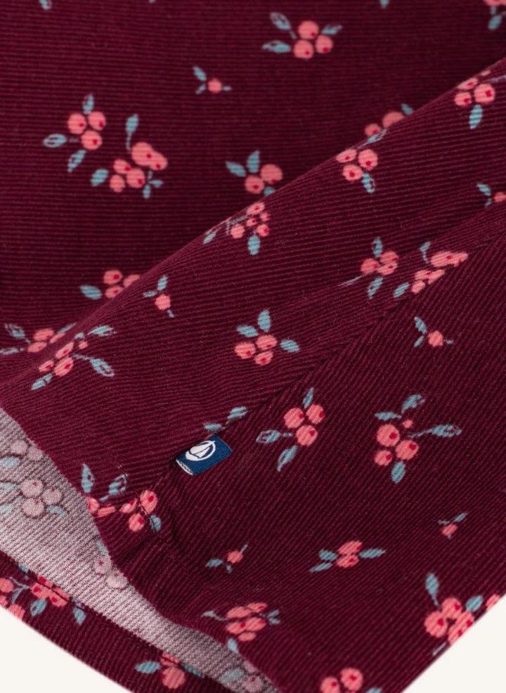 Petit Bateau - Organic Cotton-Linen Floral Ruffled Dress | Burgundy