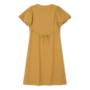 Matona - Mi-Long Organic Cotton Dress | Mustard