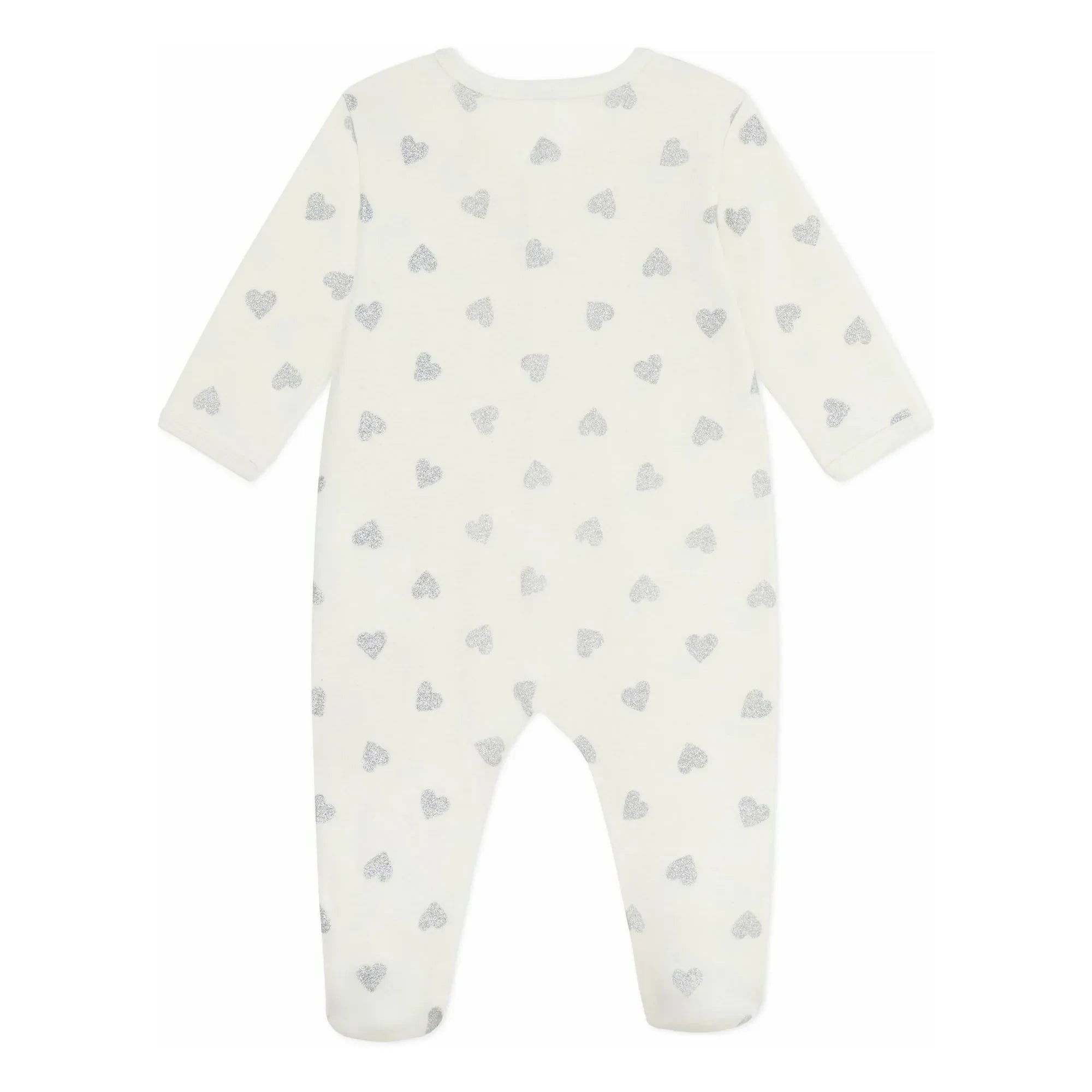 Petit Bateau - Organic Cotton Pajama with Glitter Heart Dors Bien | Ecru