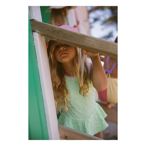 My First Cantê - Shirley Fleurs Textured Ruffled Swimsuit | Fluorescent Green