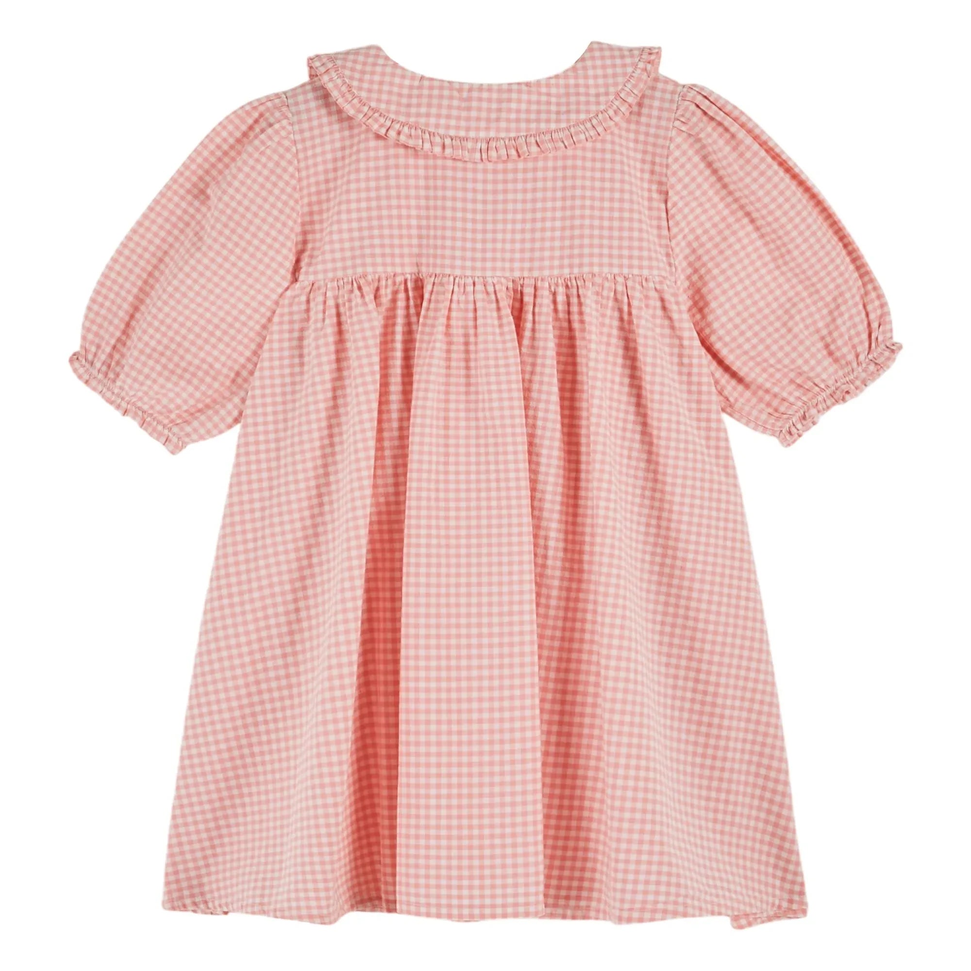 Emile et Ida - Organic Cotton Gingham Maxi Dress | Pink