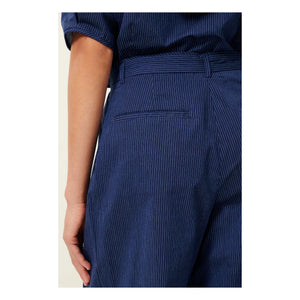 Sessùn - Provencia Cotton Striped Trousers | Navy Blue