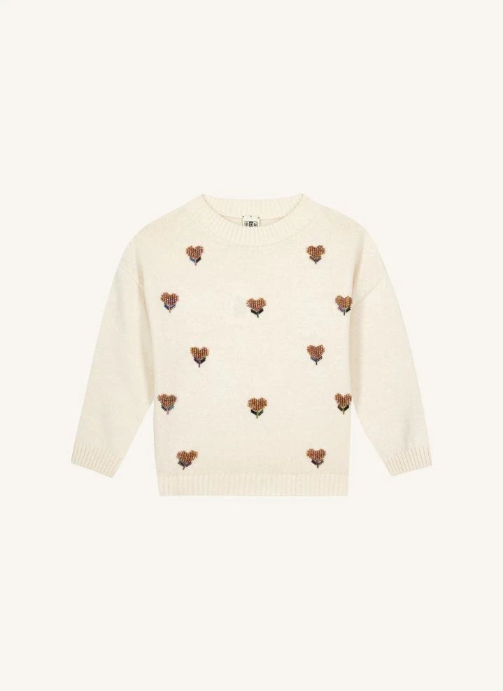 Bonton - Love-Filled Hearts Sweater | Ecru