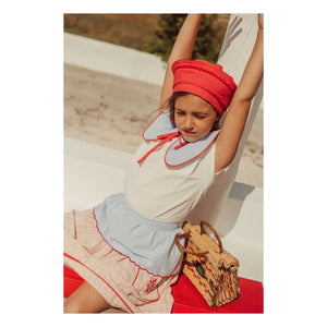 THE LiTTLE POETS - Amália embroidered skirt Organic cotton plaid | Light Pink