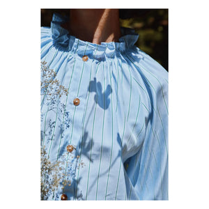 Poudre Organic - Gingham Striped Blouse | Green