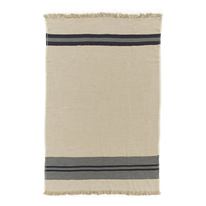 Libeco - Black House Stripe Linen Throw | Charcoal