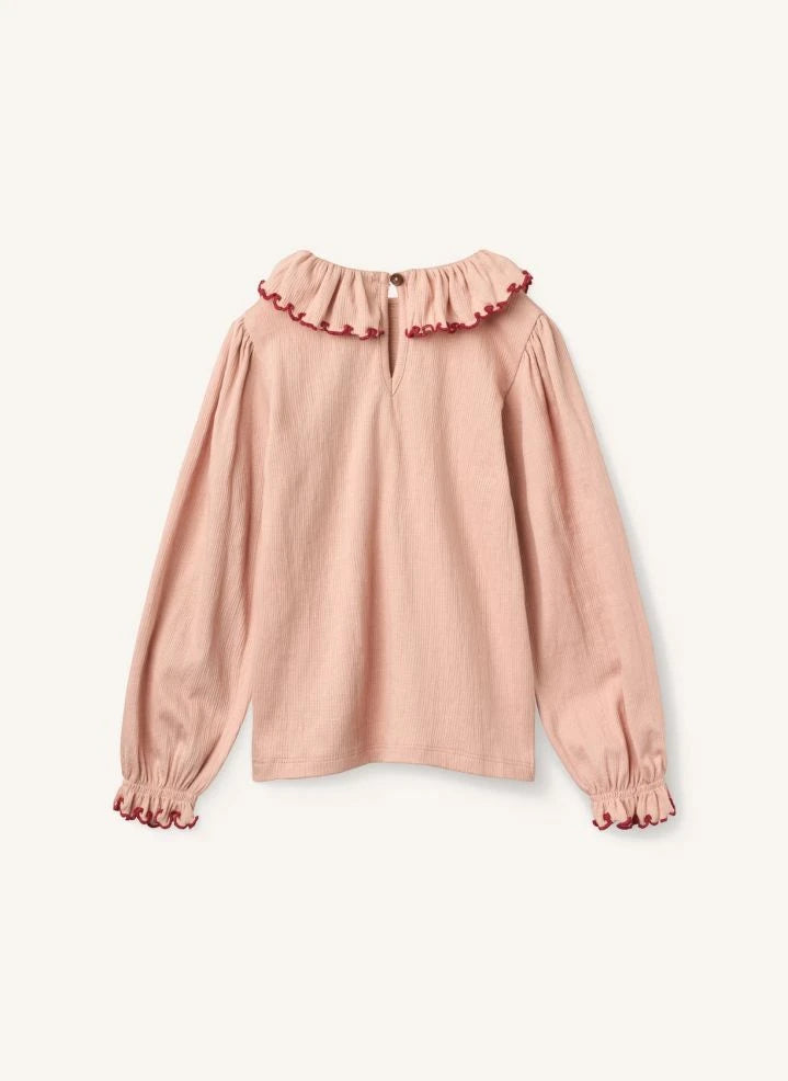 Copenhagen Colors - Ruffled Collar Crepe Blouse | Light Pink
