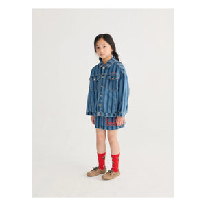 Bobo Choses - Striped Denim Skirt Made of Organic Cotton | Blue