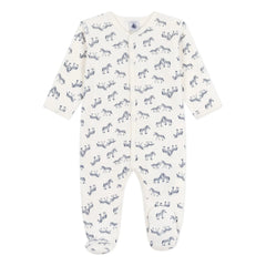 Petit Bateau - Organic Cotton Sleep & Play Pajamas with Zebras | Ivory