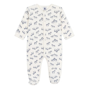 Petit Bateau - Organic Cotton Sleep & Play Pajamas with Zebras | Ivory