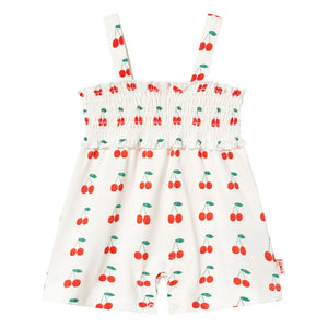 Tinycottons - Cherry Patterned Cotton Romper | White