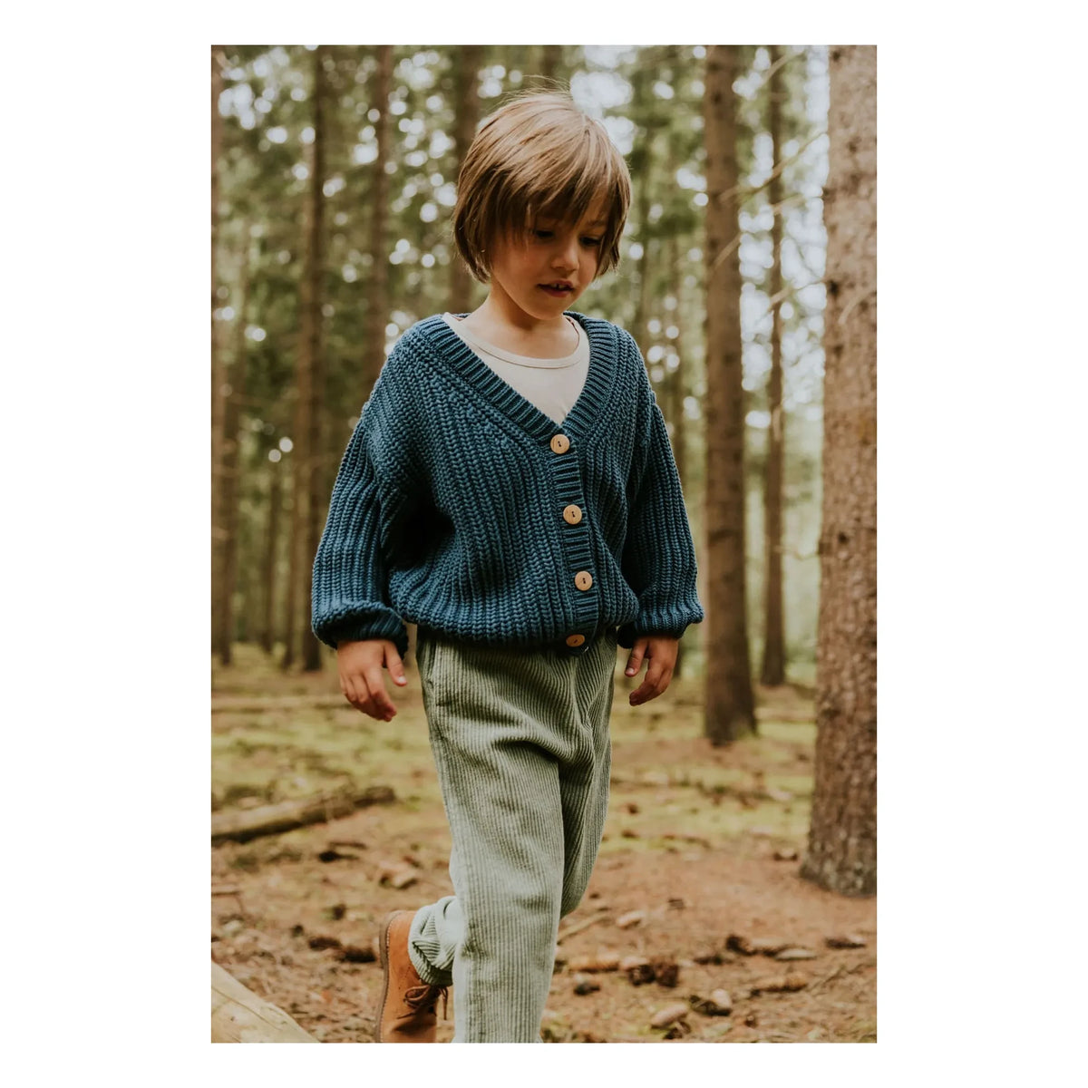 Yuki - Organic Cotton Chunky Cardigan | Petrol Blue