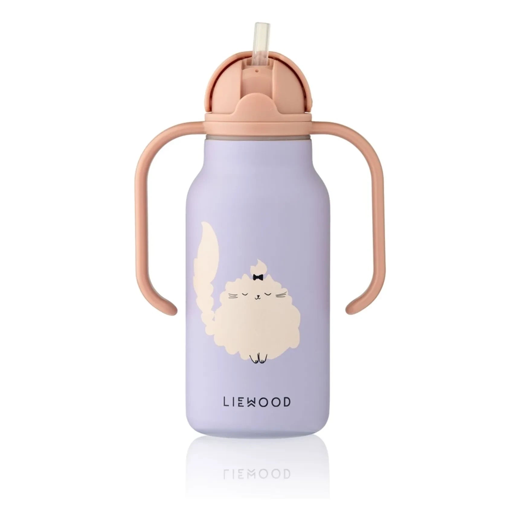 Liewood - Kimmie Stainless Steel Water Bottle - 250 ml | Cat/Warm lilac