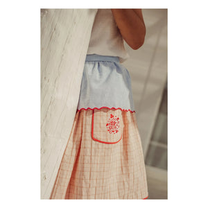 THE LiTTLE POETS - Amália embroidered skirt Organic cotton plaid | Light Pink