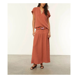 Xirena - Kane Cotton Blouse | Rust Red