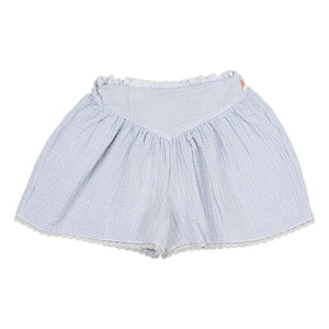Búho - Cotton Gingham Ruffled Shorts | Light Blue