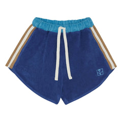 The Campamento - Retro Terry Shorts with Contrast Stripes | Navy Blue