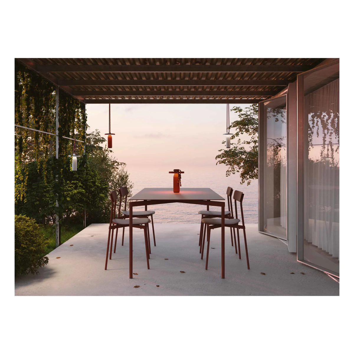 Petite friture - Fromme Rectangular Outdoor Table - Seats 8 | Red Brown