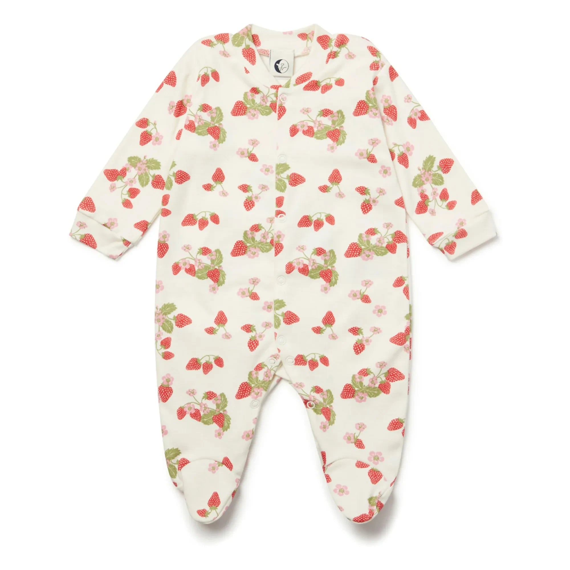 Sleepy Doe - Footed Strawberry Organic Cotton Pajama | Ivory