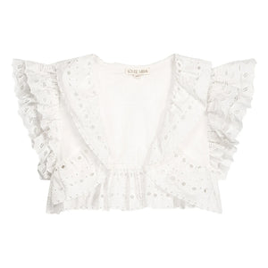 Louise Misha - Moana organic cotton embroidered bolero | White
