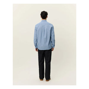Les Deux - Striped Poplin Shirt with Organic Cotton | Blue